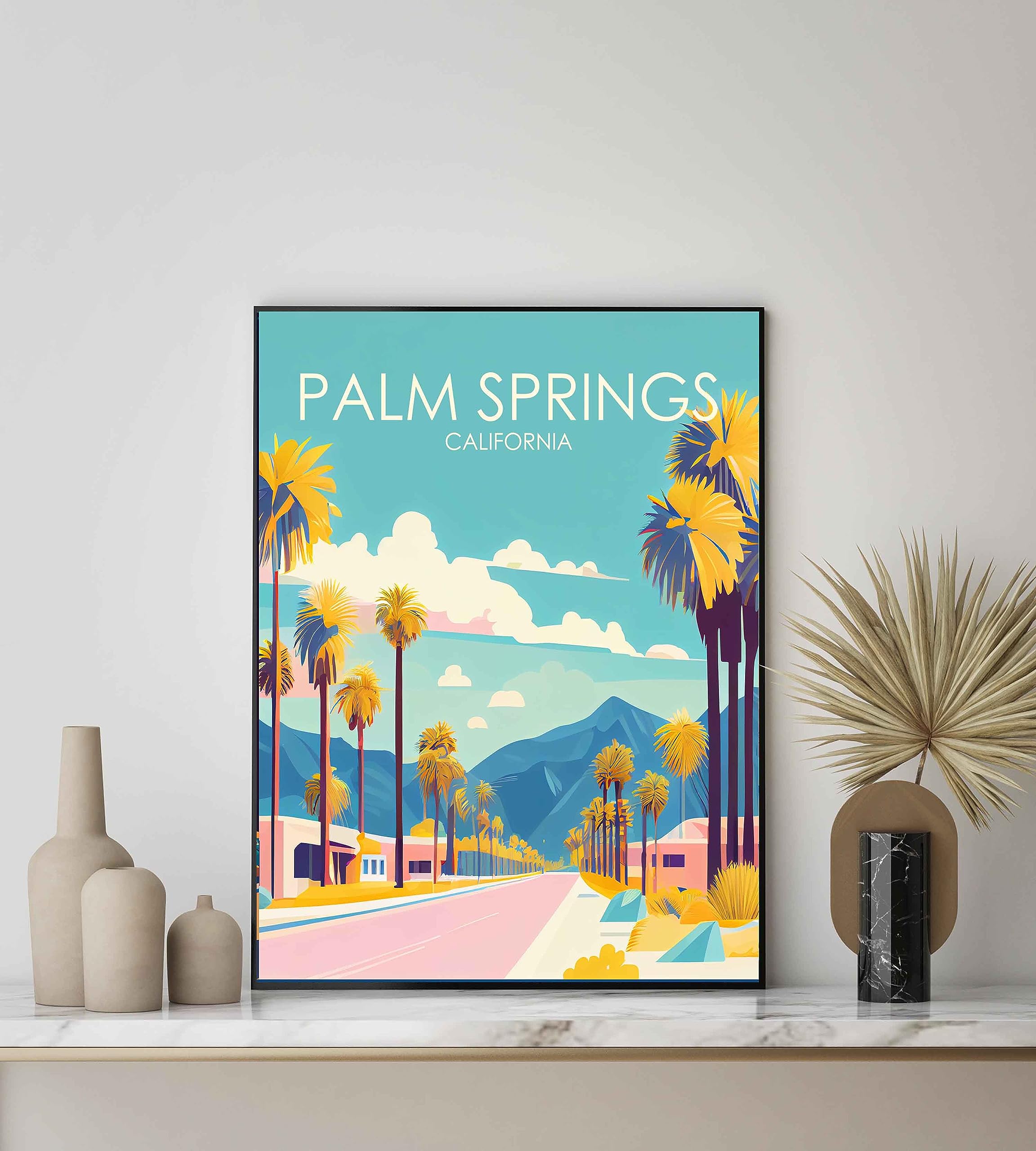 Amazon.com: Palm Springs Poster Art Print, California Retro City